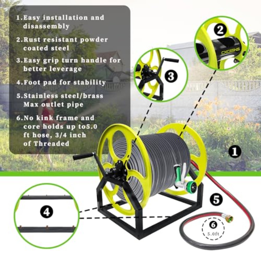 Heavy Duty Garden Hose Reel wi - Reel Handle ulasan dan harga