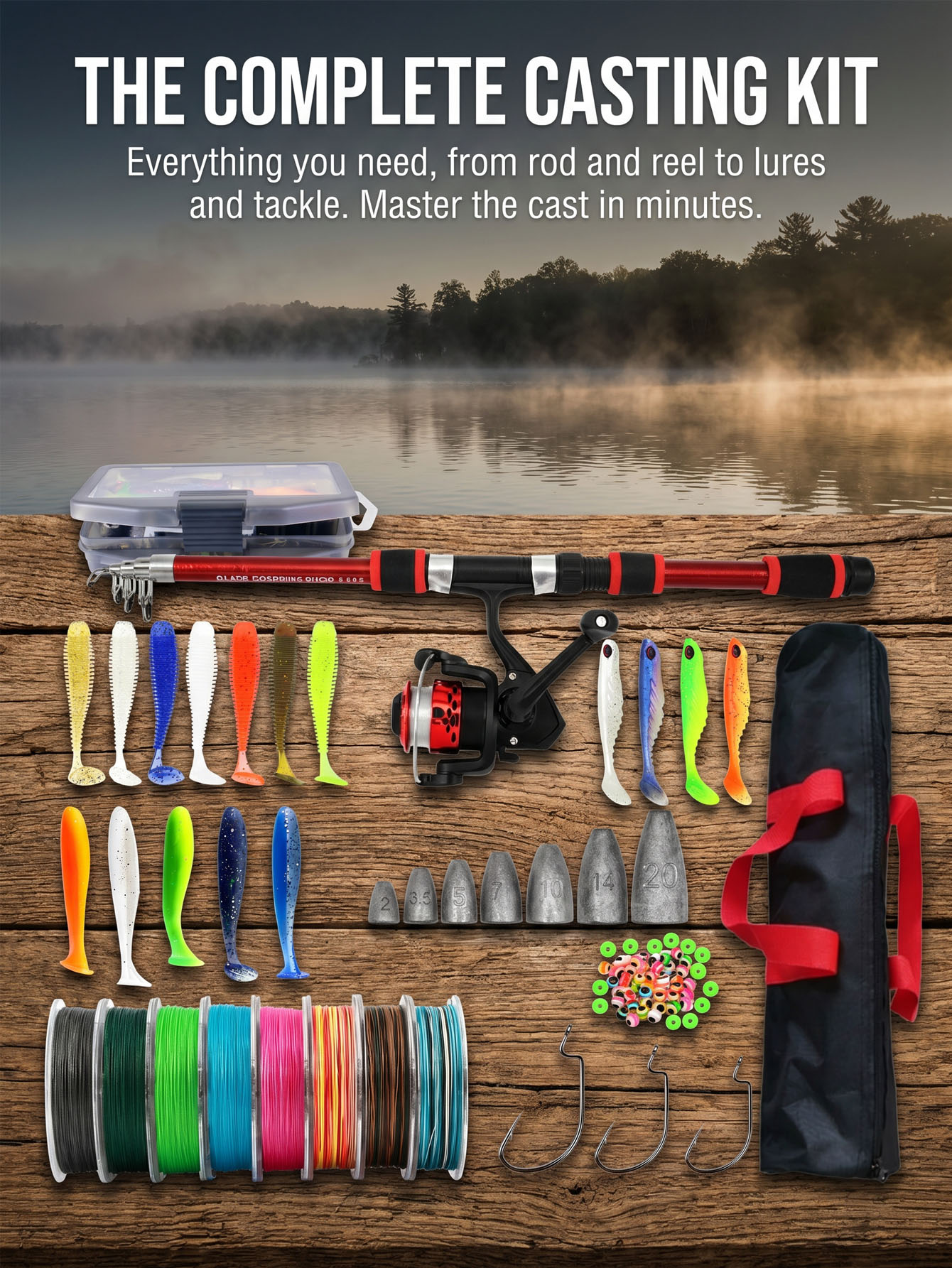 Fishing Rod Reel Combos Collap - Reel Bag ulasan dan harga
